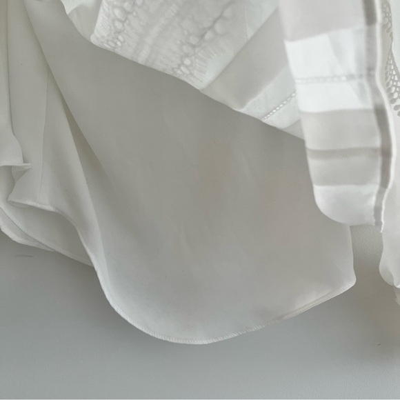 White House Black Market Mock Neck Lace Trim Sheer Blouse Size M - Picture 6 of 14